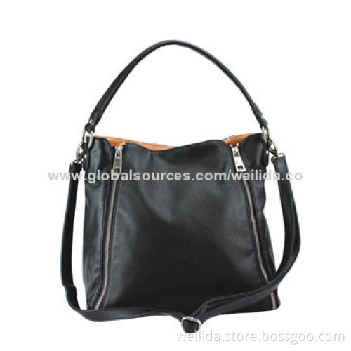 Simple and Fashionable Shoulder Bag, Made of Black PU, OEM Designs Welcomed